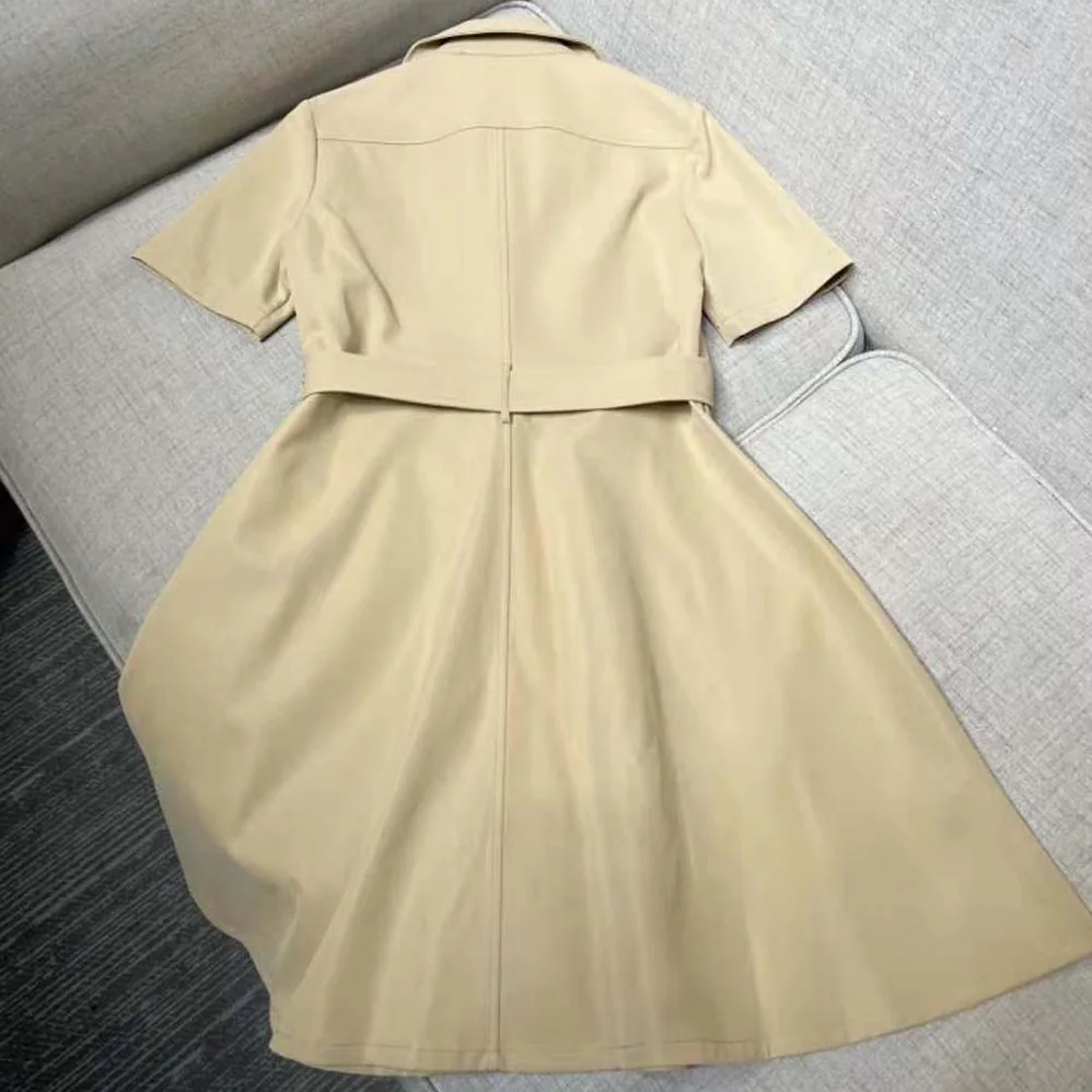 Dior Dress with Belt Beige Cotton Gabardine for Women