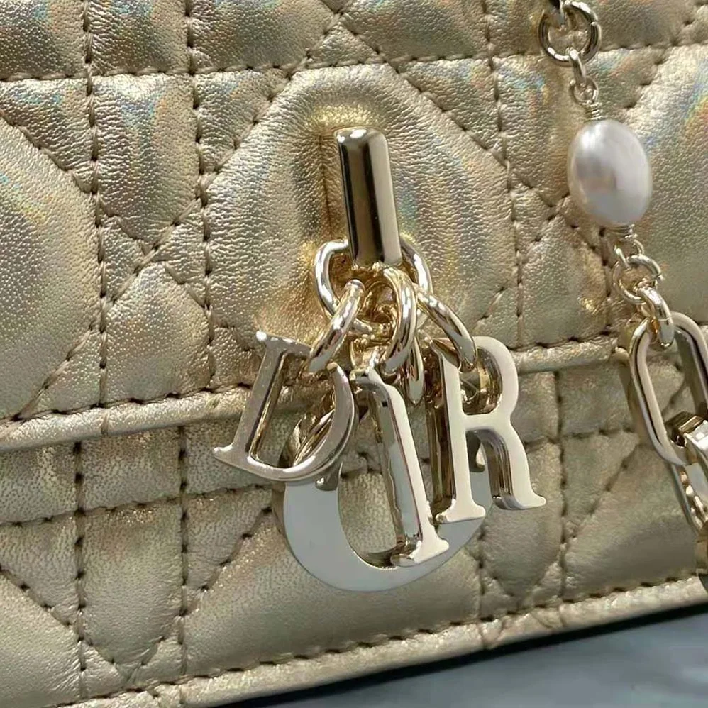 Dior Miss Dior Mini Bag Iridescent Metallic Gold for Women in Tone Cannage Lambskin Dior Miss Dior Mini Bag Iridescent Metallic Gold for Women in Tone Cannage Lambskin