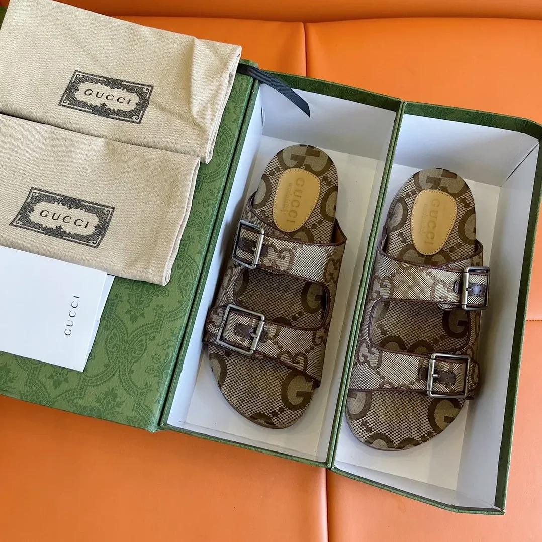 Gucci Maxi GG Slide Sandal With Straps Beige And Ebony 2HK60 Gucci Maxi GG Slide Sandal With Straps Beige And Ebony 2HK60