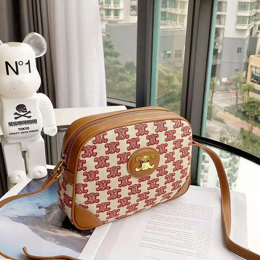 Celine Camera Bag in Textile with Triomphe Embroidery for Women