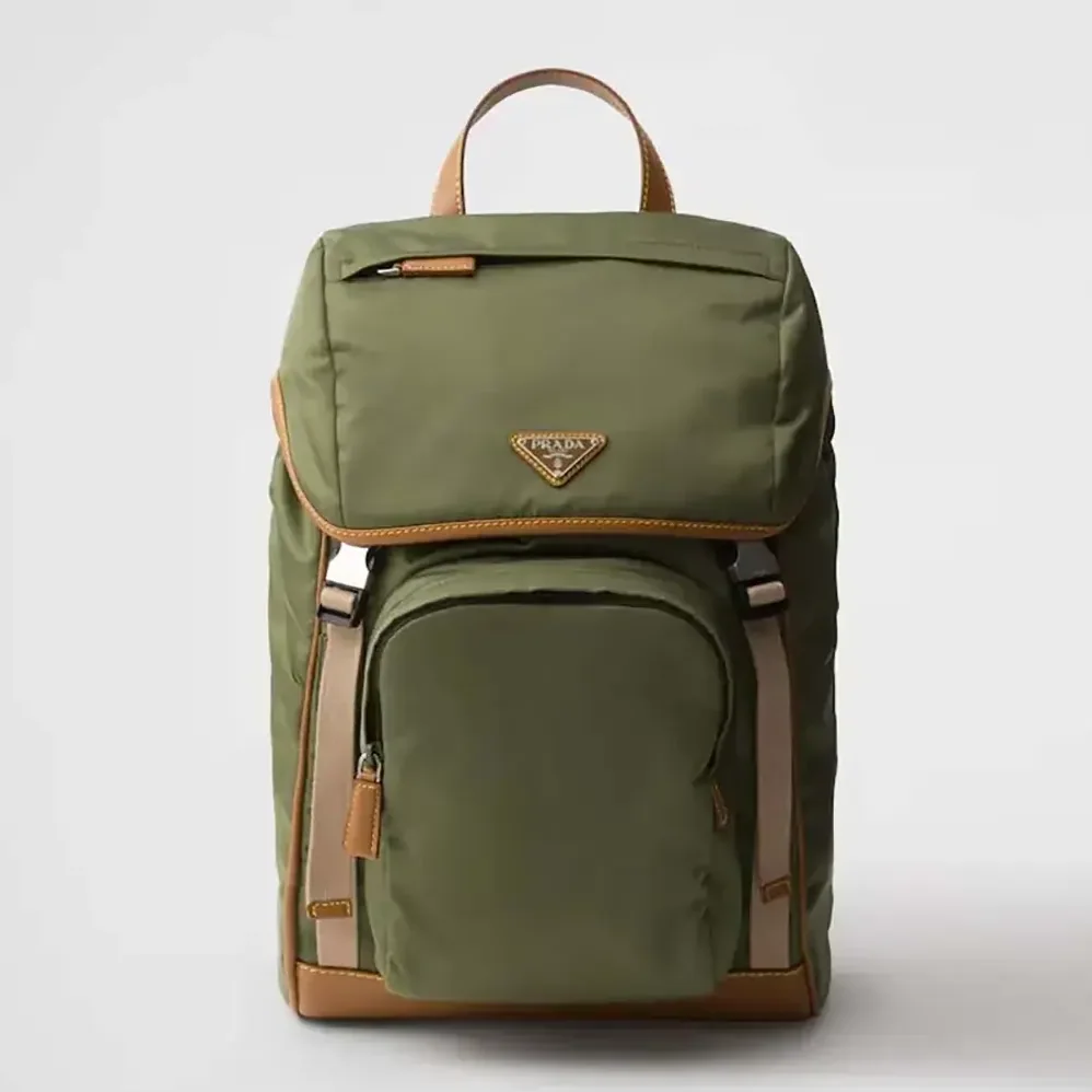 Prada Re-Nylon and Leather Backpack for Men in Dark Green Prada Re-Nylon and Leather Backpack for Men in Dark Green