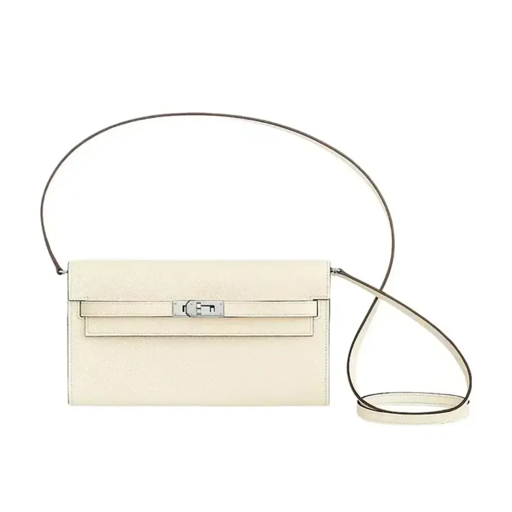 Hermes Kelly To Go in Epsom Leather for Women in White/Silver Hermes Kelly To Go in Epsom Leather for Women in White/Silver