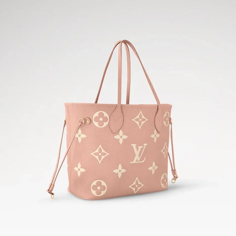 Louis Vuitton Neverfull MM Tote Bag / Pink Monogram Empreinte Gold Hardware Louis Vuitton Neverfull MM Tote Bag / Pink Monogram Empreinte Gold Hardware