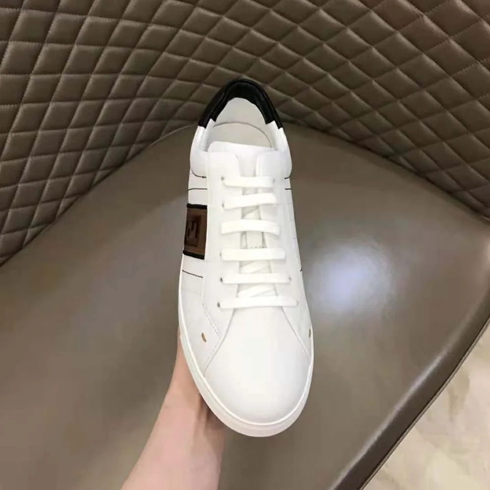 Fendi White Leather Low-Tops Sneakers Rubber Box Sole for Men