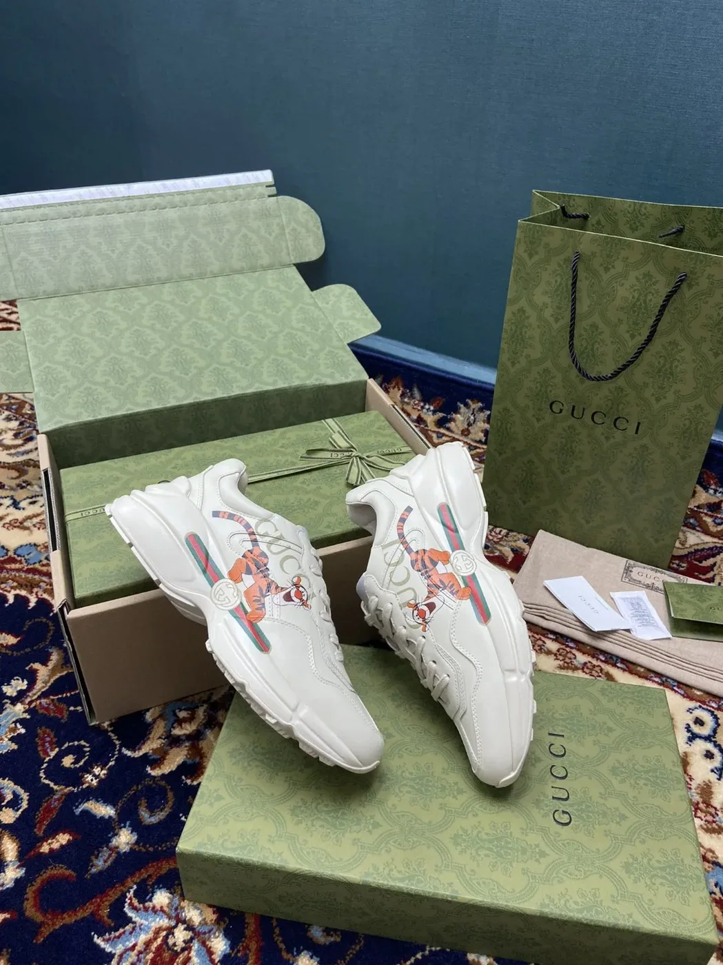 Gucci Rhyton Sneakers With Gucci Tiger White Ivory for Men
