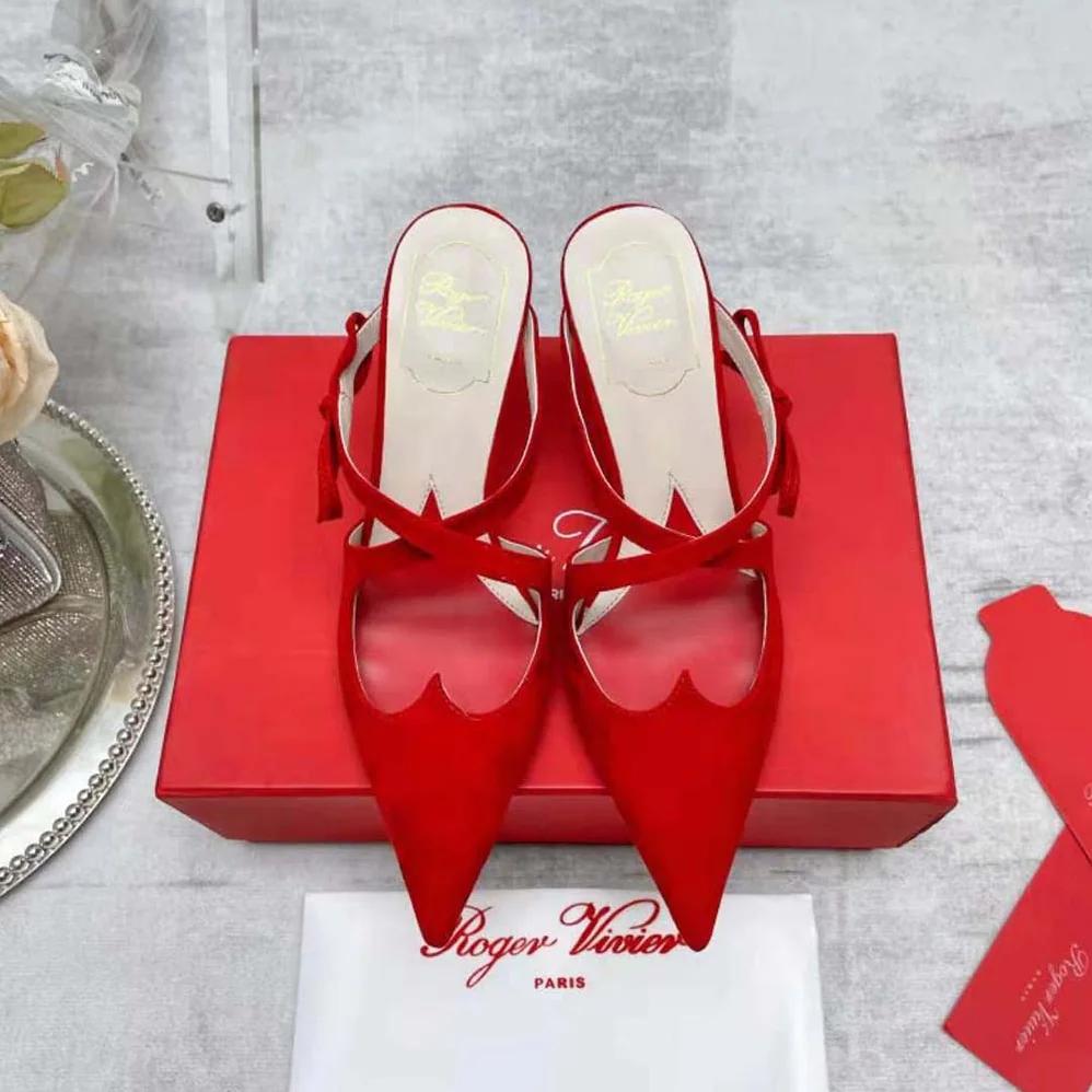 Roger Vivier I Love Vivier Bow String Mules in Suede for Women in Red