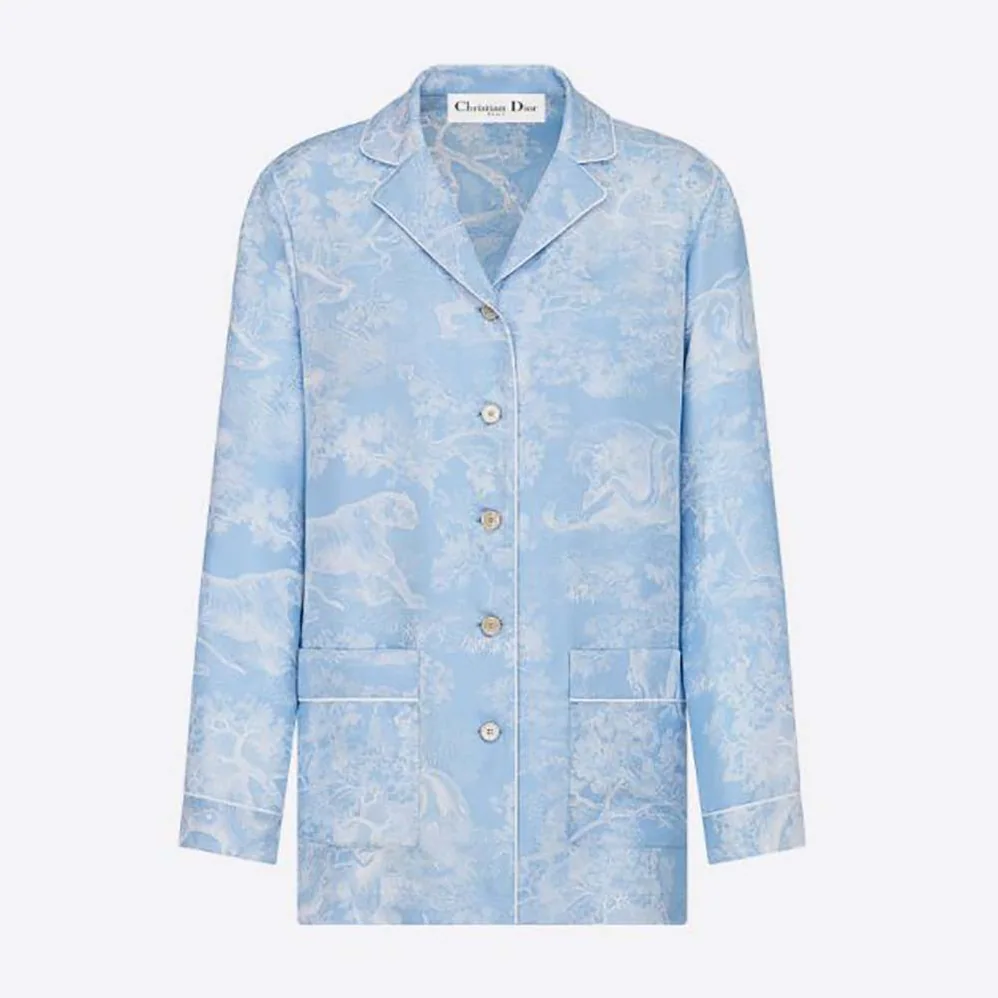 Dior Chez Moi Shirt Cornflower Blue Toile de Jouy Reverse Silk Twill for Women