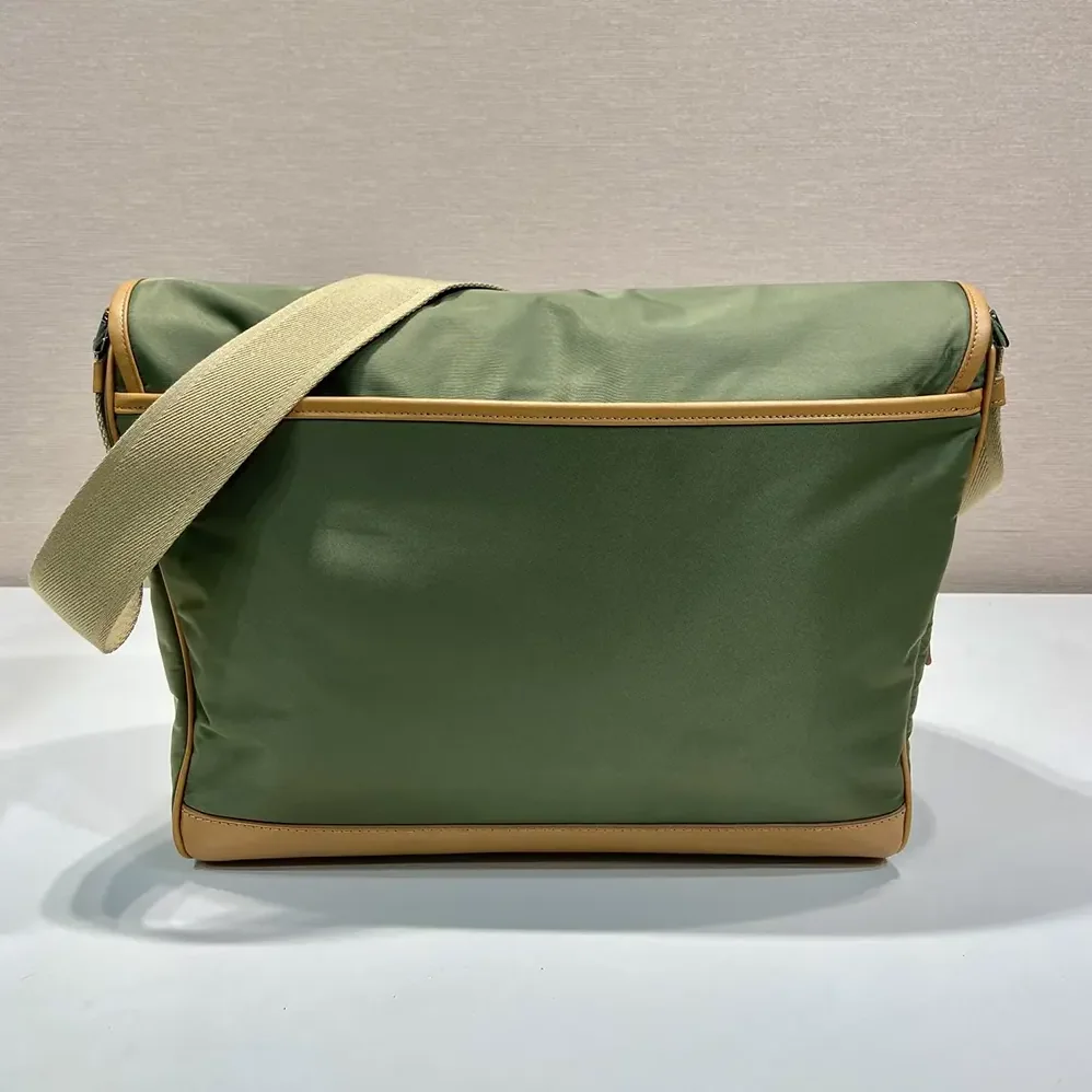 Prada Re-Nylon and Leather Shoulder Bag for Men in Dark Green