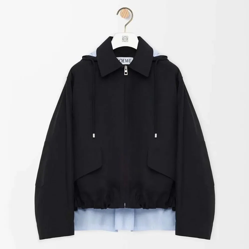 Loewe Hooded Parka in Cotton for Men in Black