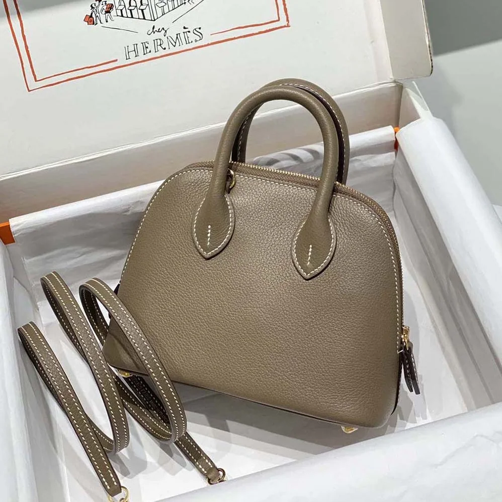 Hermes Bolide 1923 Bag in Epsom Calfskin for Unisex in Brown/Gold Hermes Bolide 1923 Bag in Epsom Calfskin for Unisex in Brown/Gold