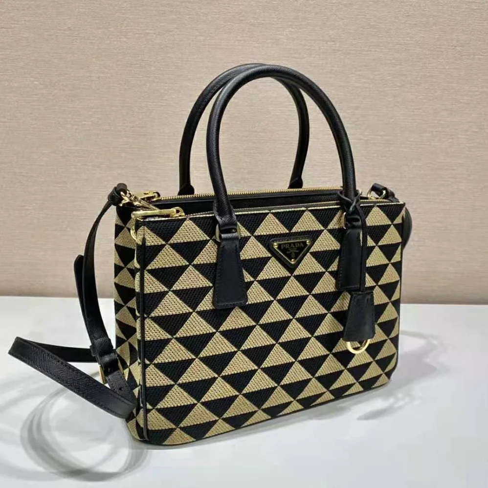 Prada Small Prada Galleria Jacquard Fabric Bag for Women in Brown Prada Small Prada Galleria Jacquard Fabric Bag for Women in Brown
