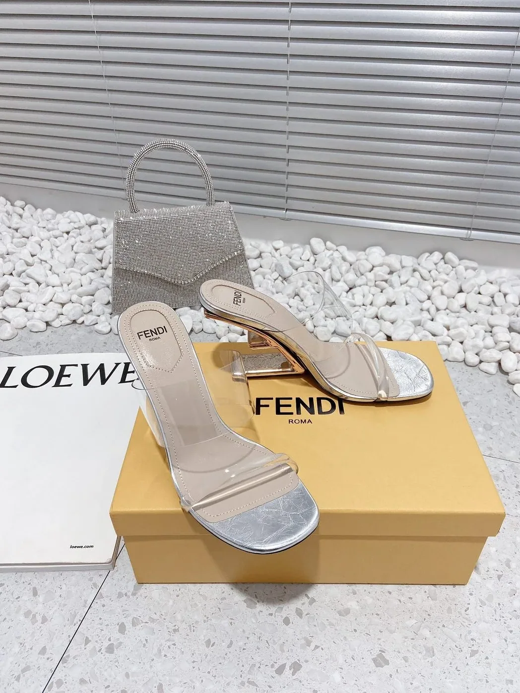 Fendi First Silver Transparent High in Heeled Sandals Fendi First Silver Transparent High in Heeled Sandals
