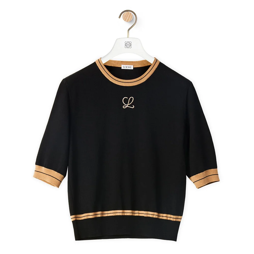 Loewe Cropped Sweater in Wool for Women in Black Loewe Cropped Sweater in Wool for Women in Black