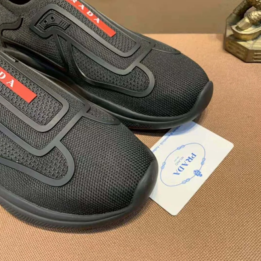 Prada Bike Knit Sneakers for Men in Black