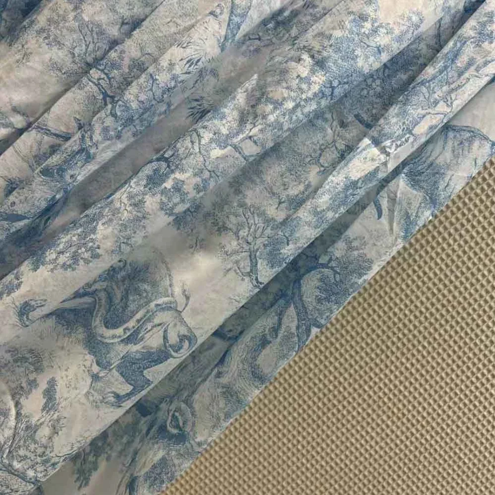 Dior Mid-Length Skirt Cornflower Blue Toile de Jouy Cotton Muslin for Women