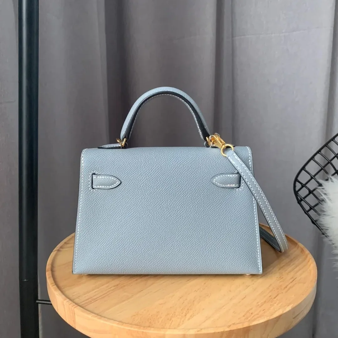 Hermes Kelly Mini Top Handle Bag / Sky Blue Epsom Gold Hardware Hermes Kelly Mini Top Handle Bag / Sky Blue Epsom Gold Hardware