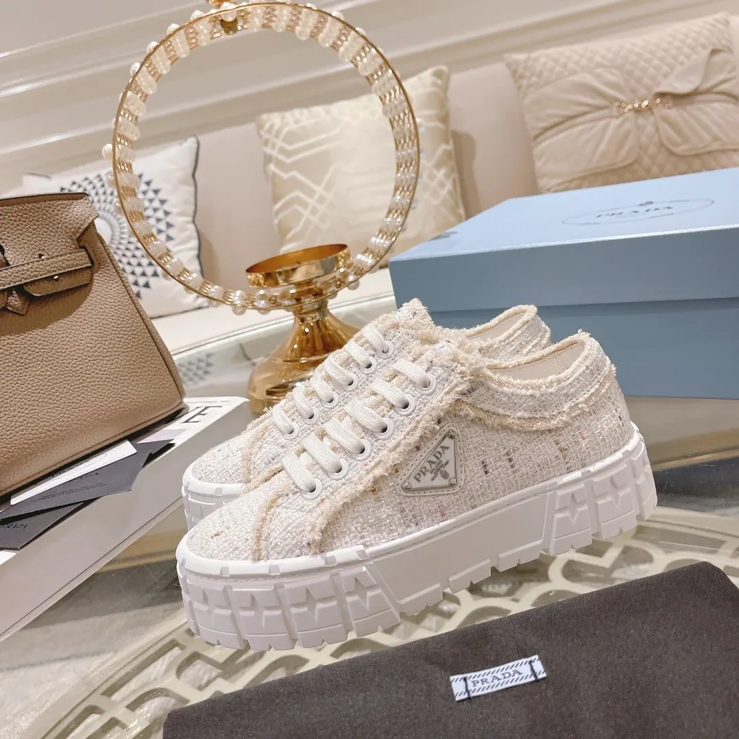 Prada Gabardine Canva Double Wheel Sneakers Pink in PRD