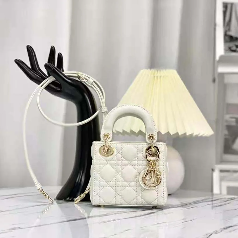 Dior Micro Lady Dior Bag Latte Cannage Lambskin for Women