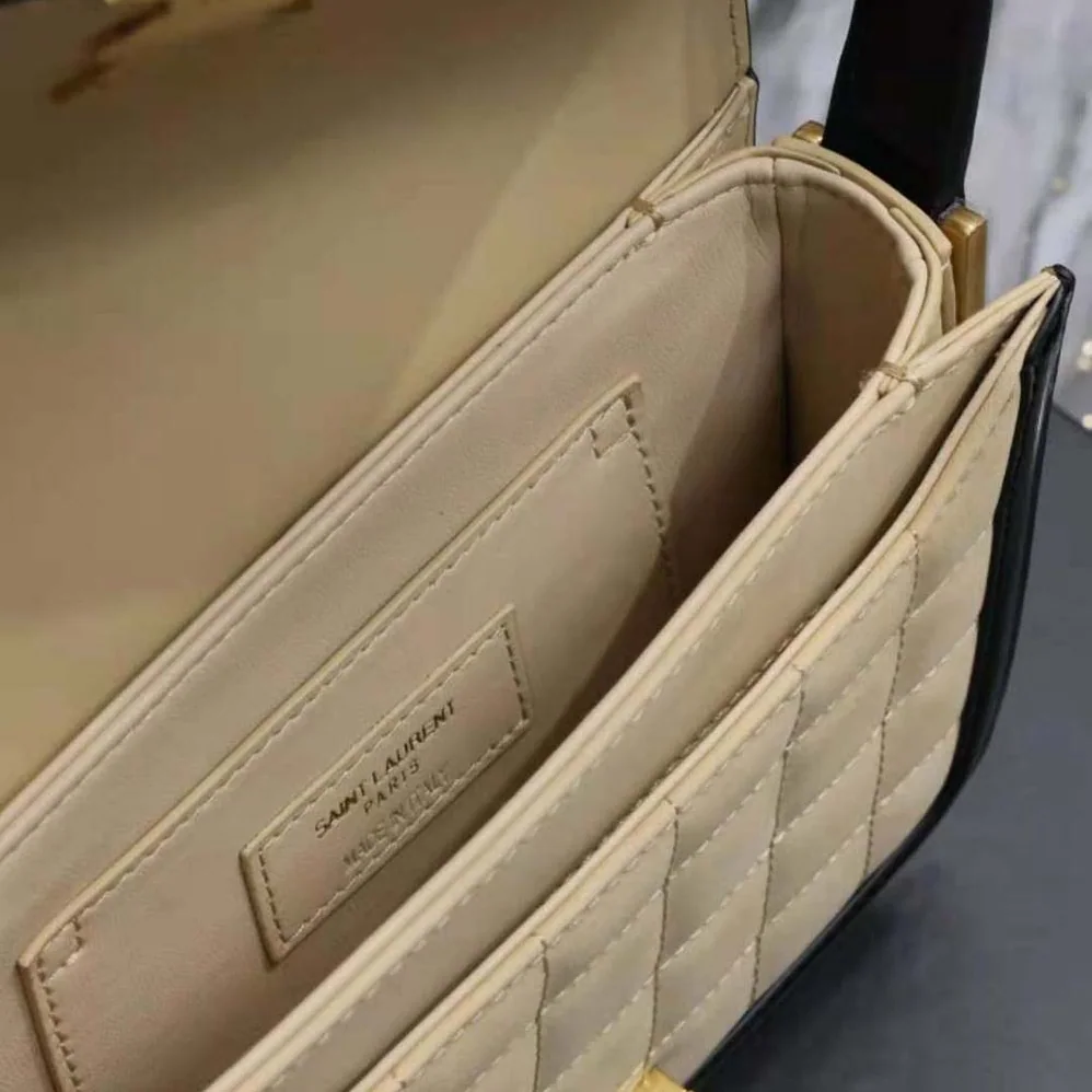 Saint Laurent YSL Solferino Small in Quilted Nubuck Suede for Women in Beige Saint Laurent YSL Solferino Small in Quilted Nubuck Suede for Women in Beige