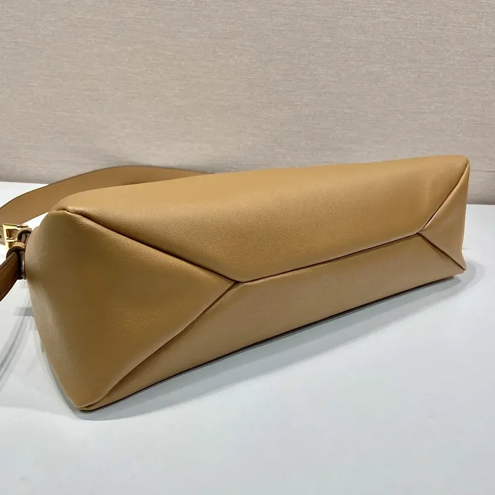 Prada Aimée Large Leather Shoulder Bag for Women in Brown Prada Aimée Large Leather Shoulder Bag for Women in Brown