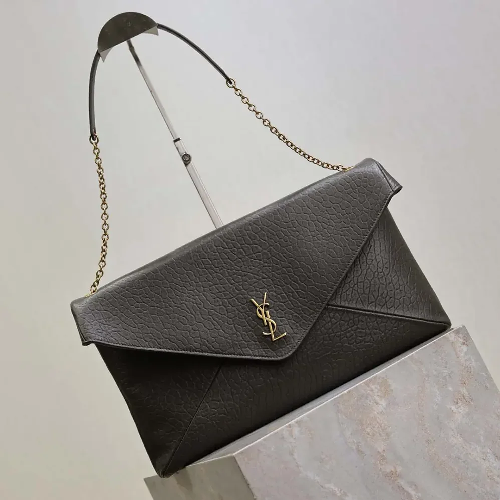 Saint Laurent YSL Cassandre XXL Envelope Pouch On Chain In Lambskin 35cm for Women