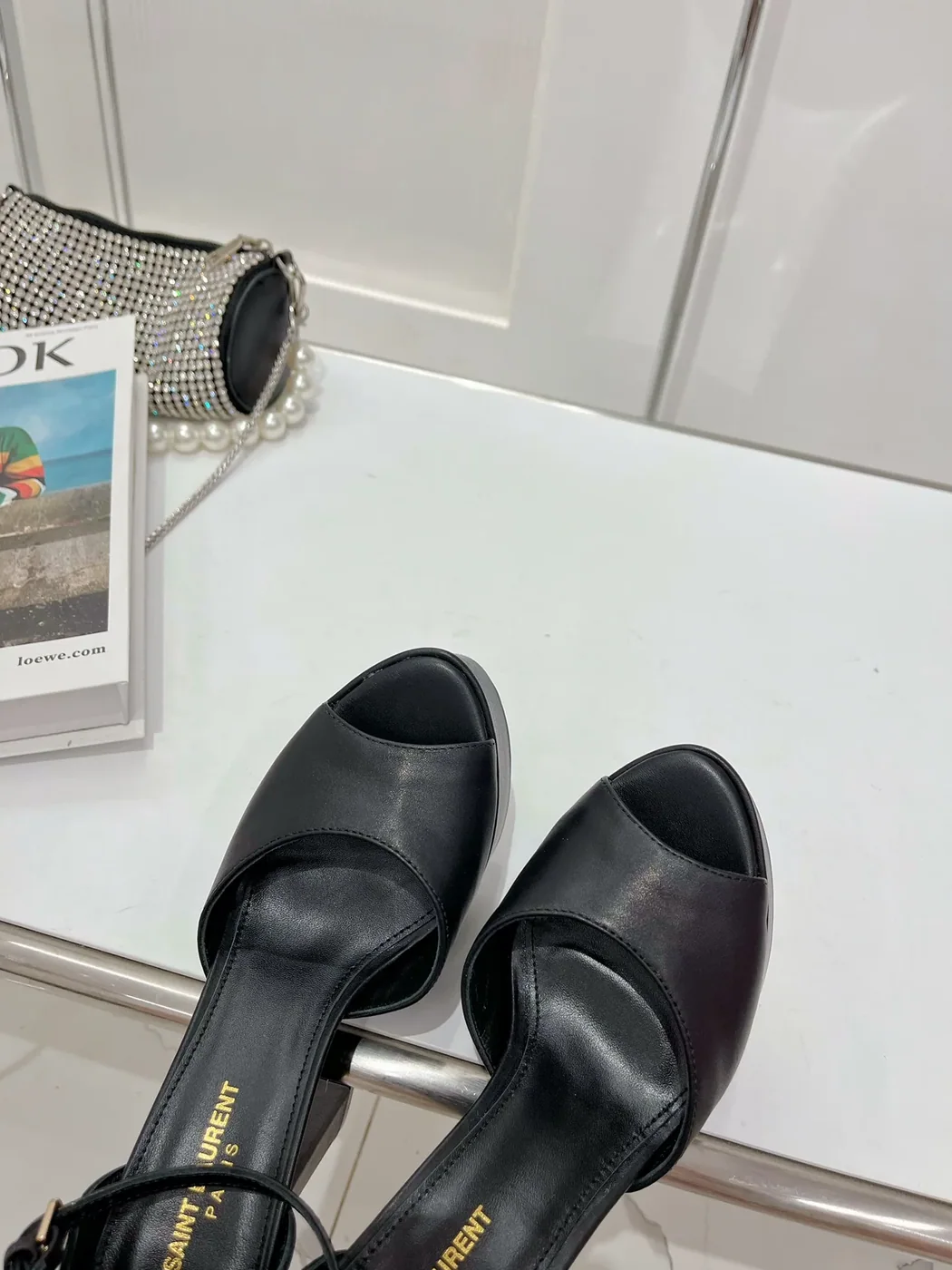 Saint Laurent Jodie Platform Sandals In Smooth Black Saint Laurent Jodie Platform Sandals In Smooth Black