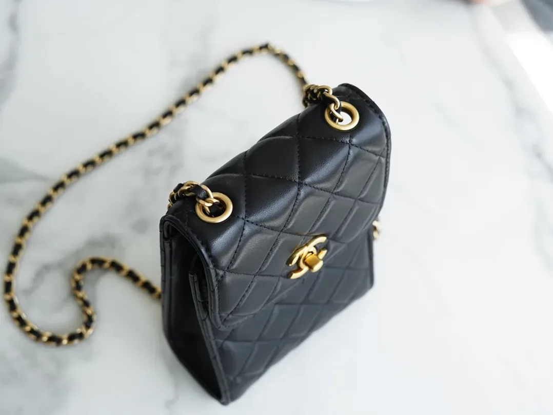 Chanel Quilted Phone Holder Bag Black / Chanel Quilted Phone Holder Bag Black /