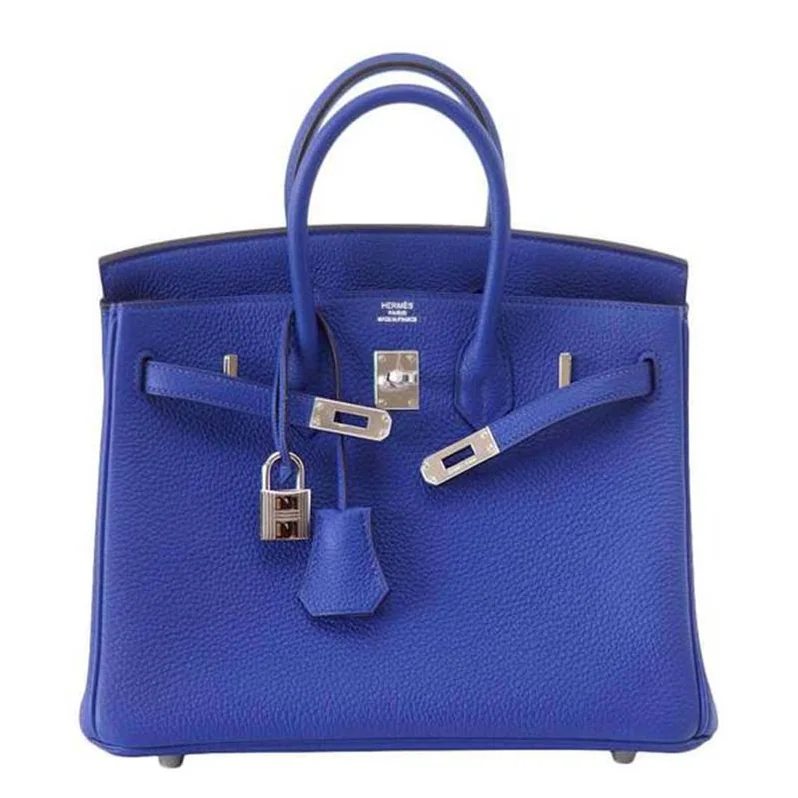 Hermes Birkin 25 Bag in Togo Leather with Silver Hardware in Navy