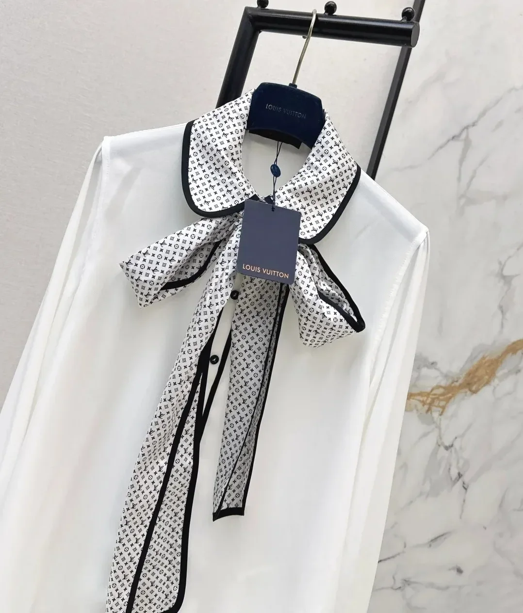 Louis Vuitton Monogram Bow Blouse White Louis Vuitton Monogram Bow Blouse White