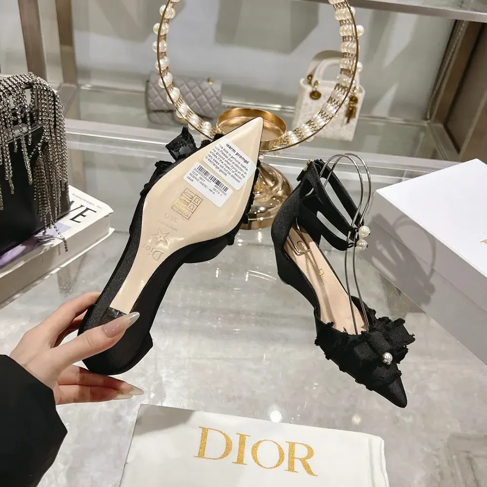 Dior Adiorable Wedge Pump Black Fringed Grosgrain for Women Dior Adiorable Wedge Pump Black Fringed Grosgrain for Women