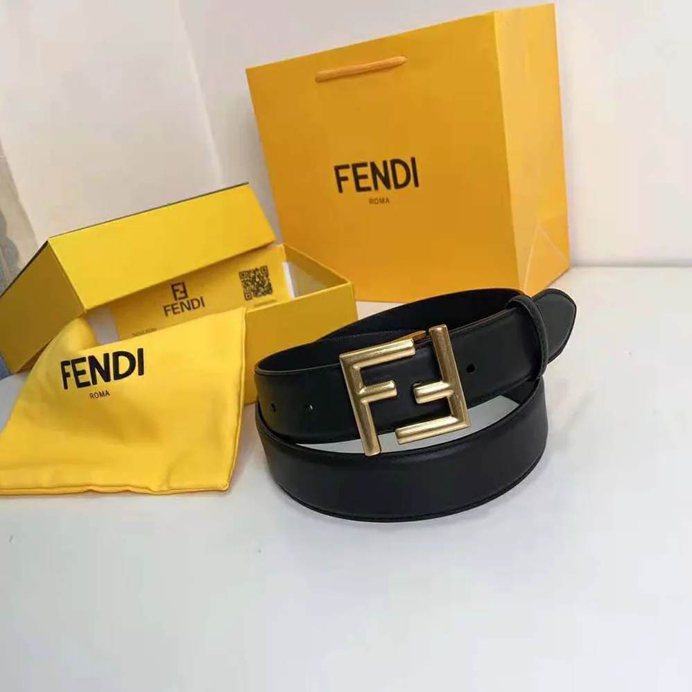 Fendi Belt with Loop and FF Stud Buckle for Women in Black Fendi Belt with Loop and FF Stud Buckle for Women in Black