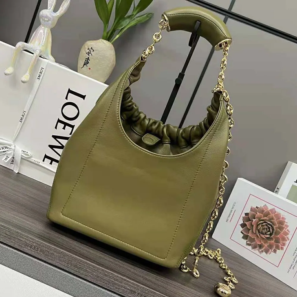 Loewe Small Squeeze Bag in Nappa Lambskin for Women in Dark Green