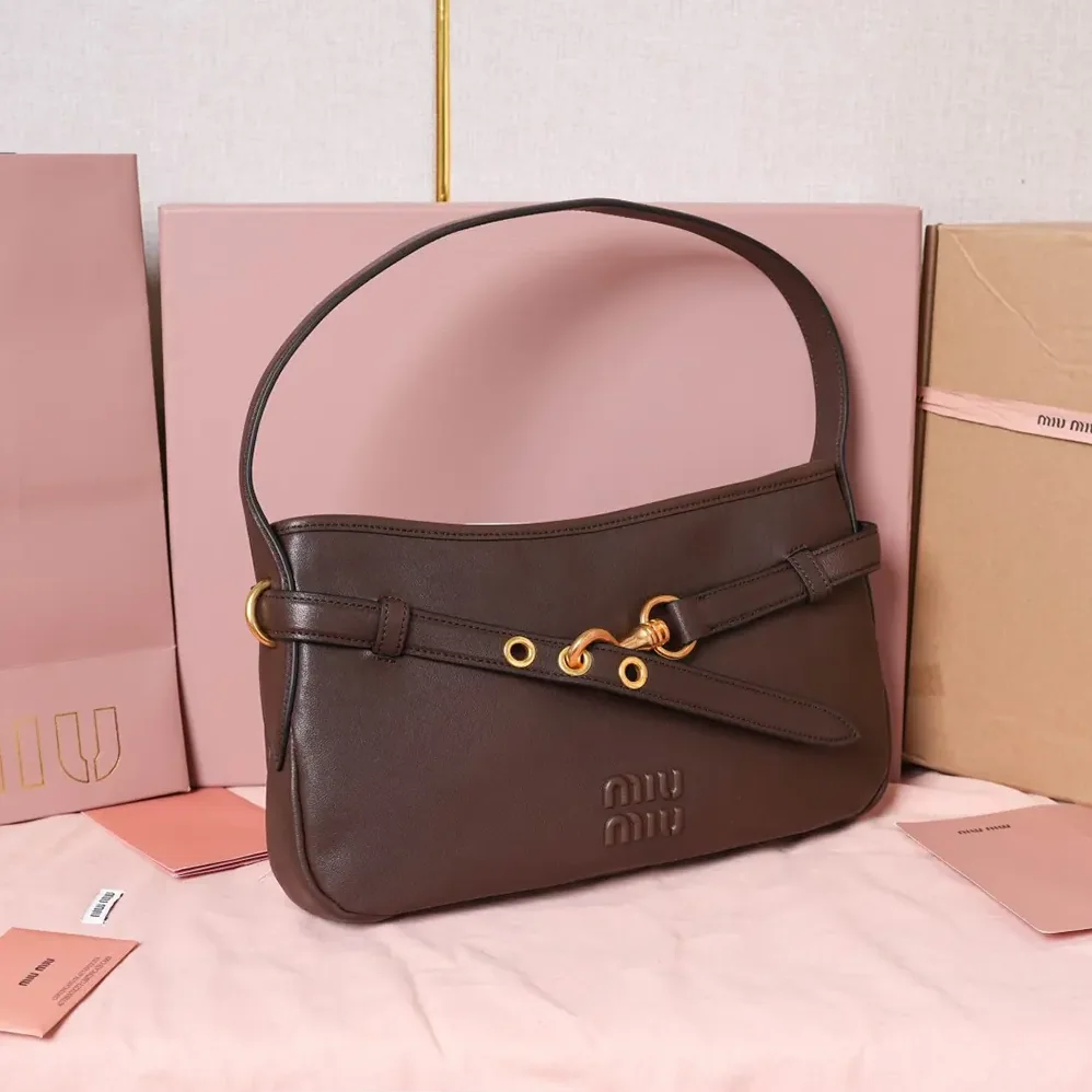 Miu Miu Aventure Nappa Leather Bag for Women in Briarwood Miu Miu Aventure Nappa Leather Bag for Women in Briarwood