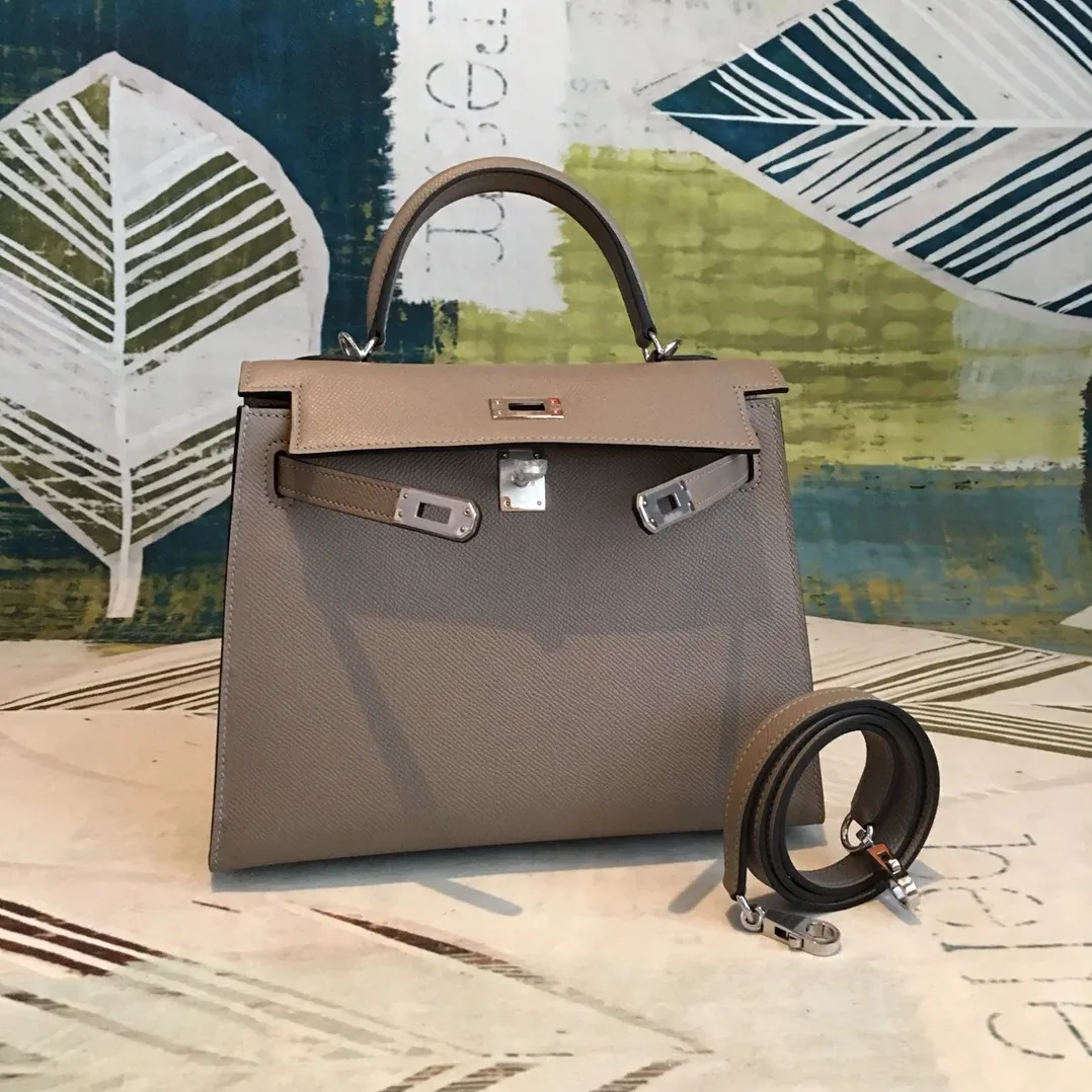 Hermes Kelly 25 Sellier Epsom Gris Asphalt Bag