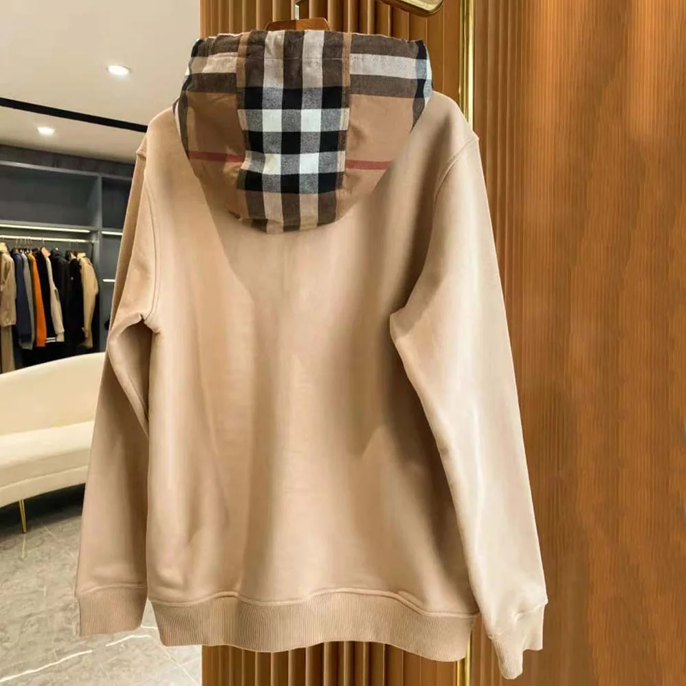 Burberry Check Hood Cotton Blend Hoodie for Men in Brown Burberry Check Hood Cotton Blend Hoodie for Men in Brown