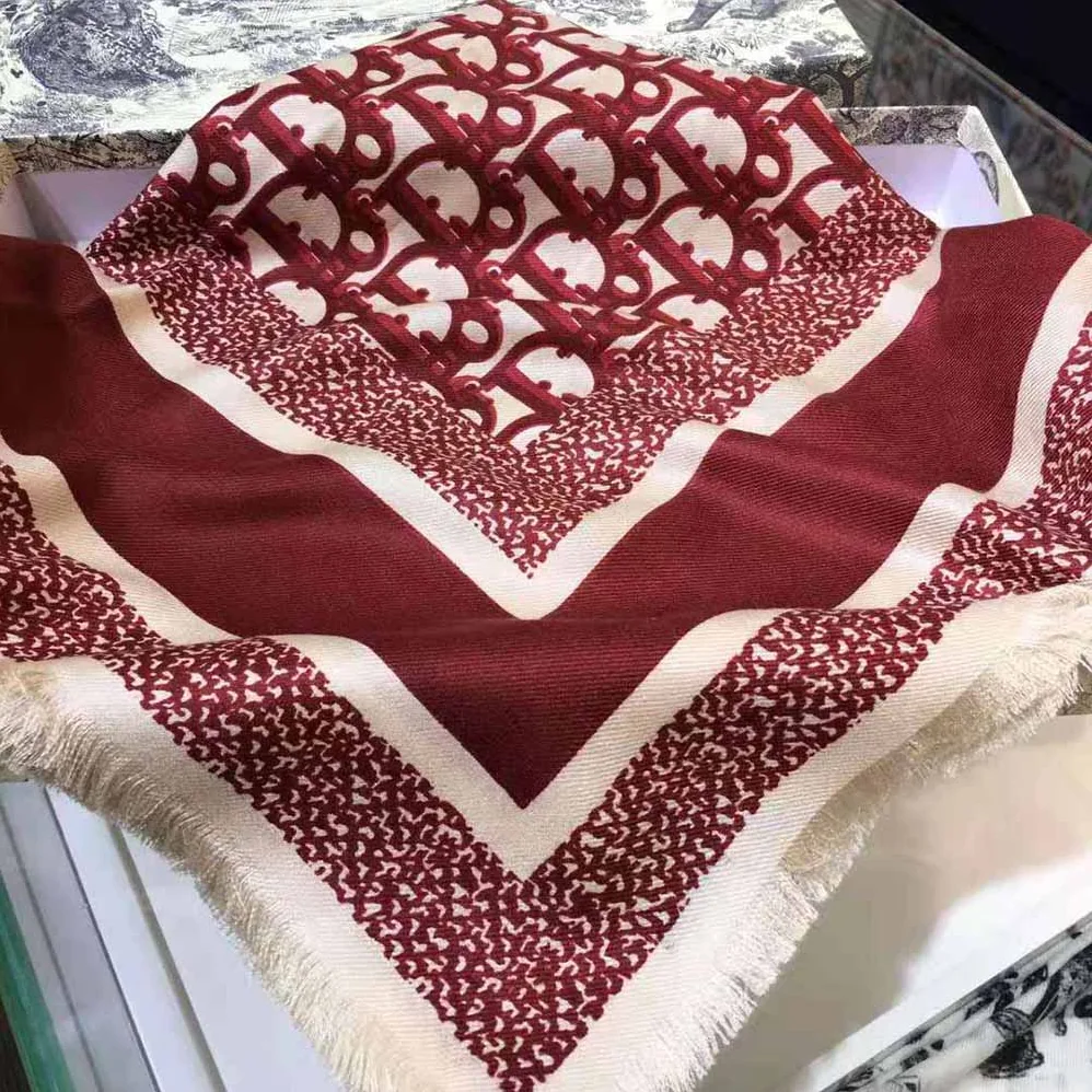 Dior Dior Oblique Square Scarf Burgundy Silk Twill for Women Dior Dior Oblique Square Scarf Burgundy Silk Twill for Women