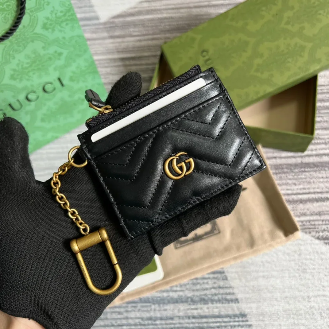 Gucci GG Marmont Keychain Wallet Black DTDHT 1000 /