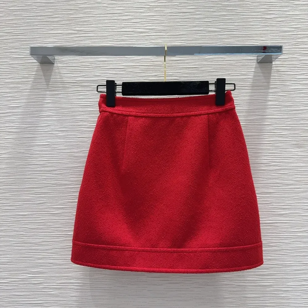 Dior Wrap Miniskirt Red Virgin Wool and Cotton Bouclé Blend for Women