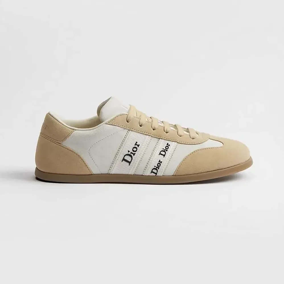 Dior Ribbon Sneaker White and Beige Suede Calfskin for Unisex Dior Ribbon Sneaker White and Beige Suede Calfskin for Unisex