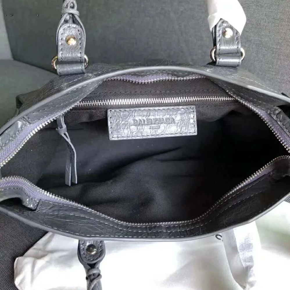 Balenciaga Classic Gold City Small Size Lambskin Bag for Women in Grey
