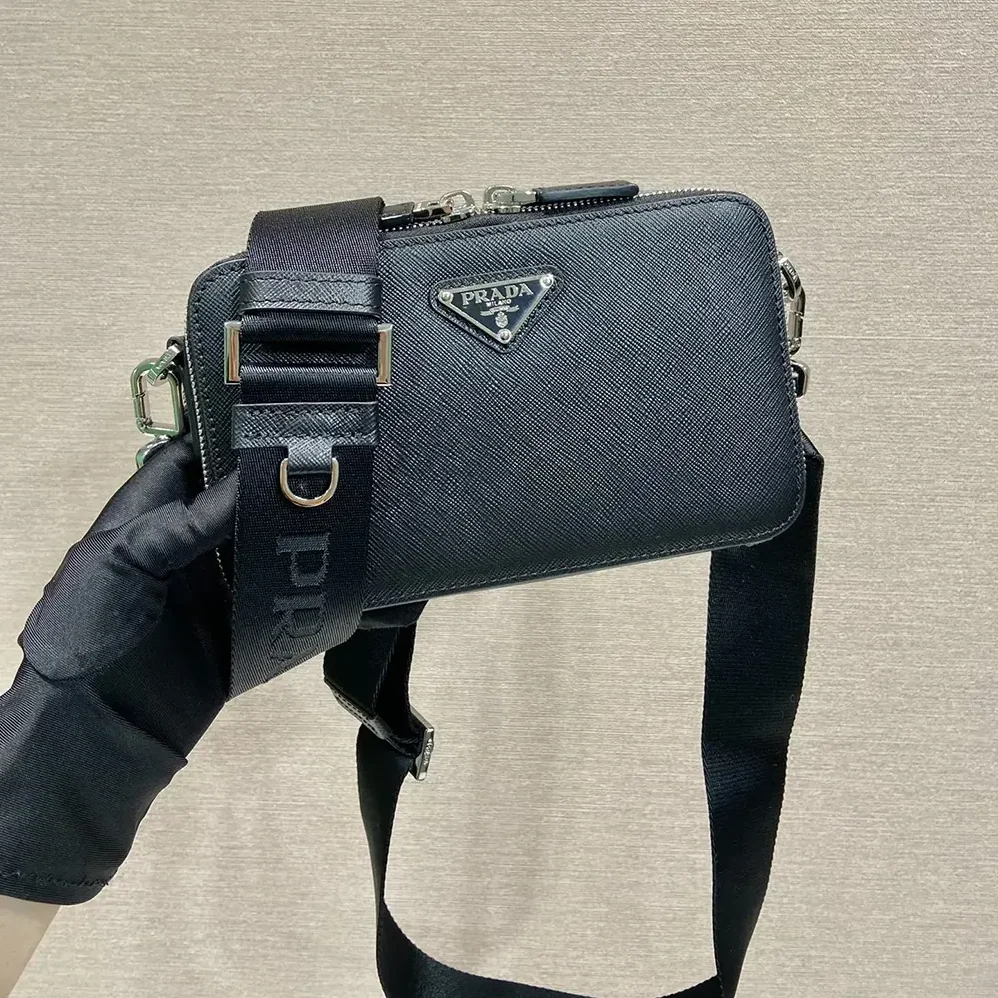 Prada Brique Saffiano Leather Bag for Men in Black Prada Brique Saffiano Leather Bag for Men in Black