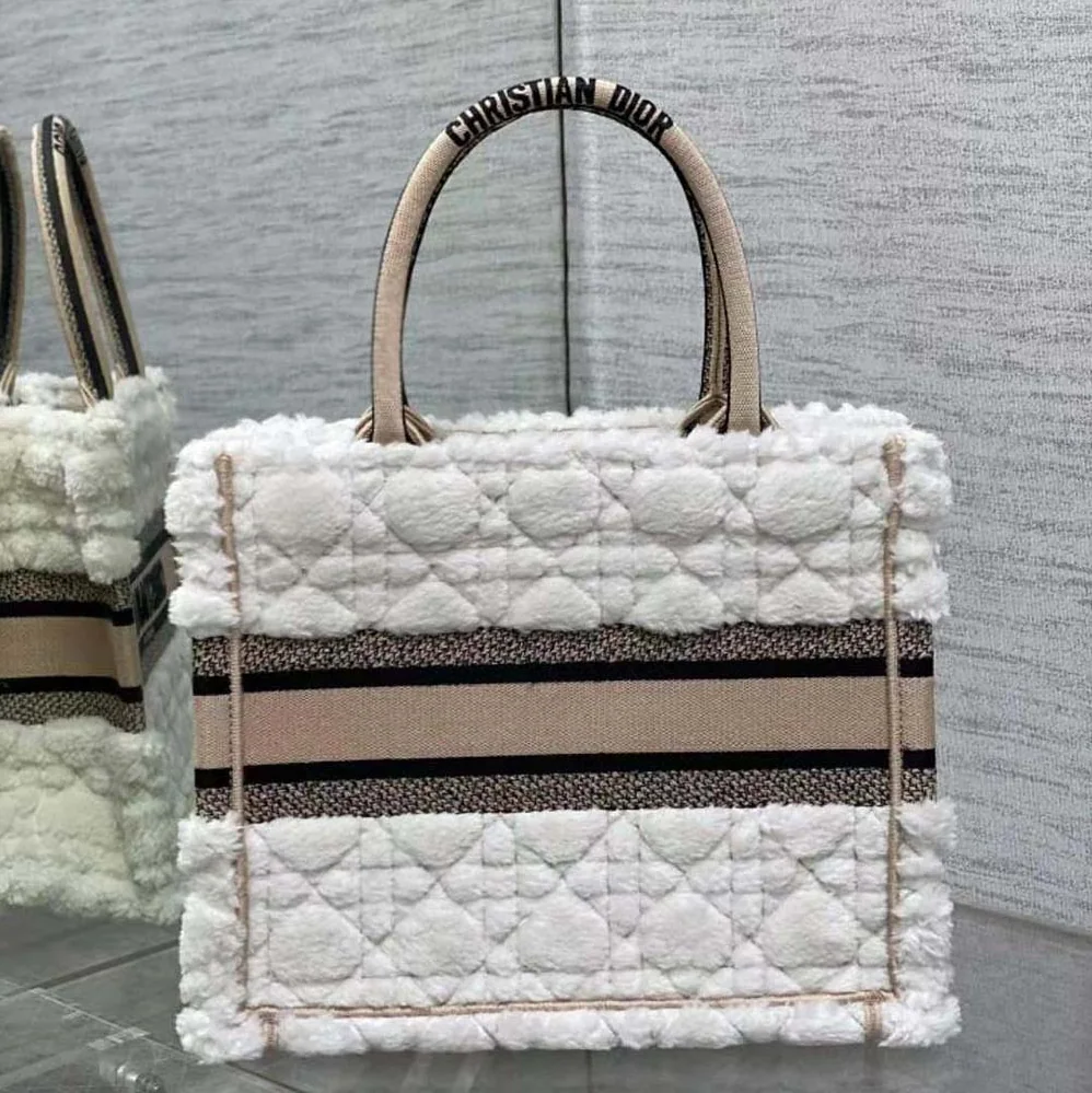 Dior Medium Dior Book Tote Ice Cannage Shearling for Women