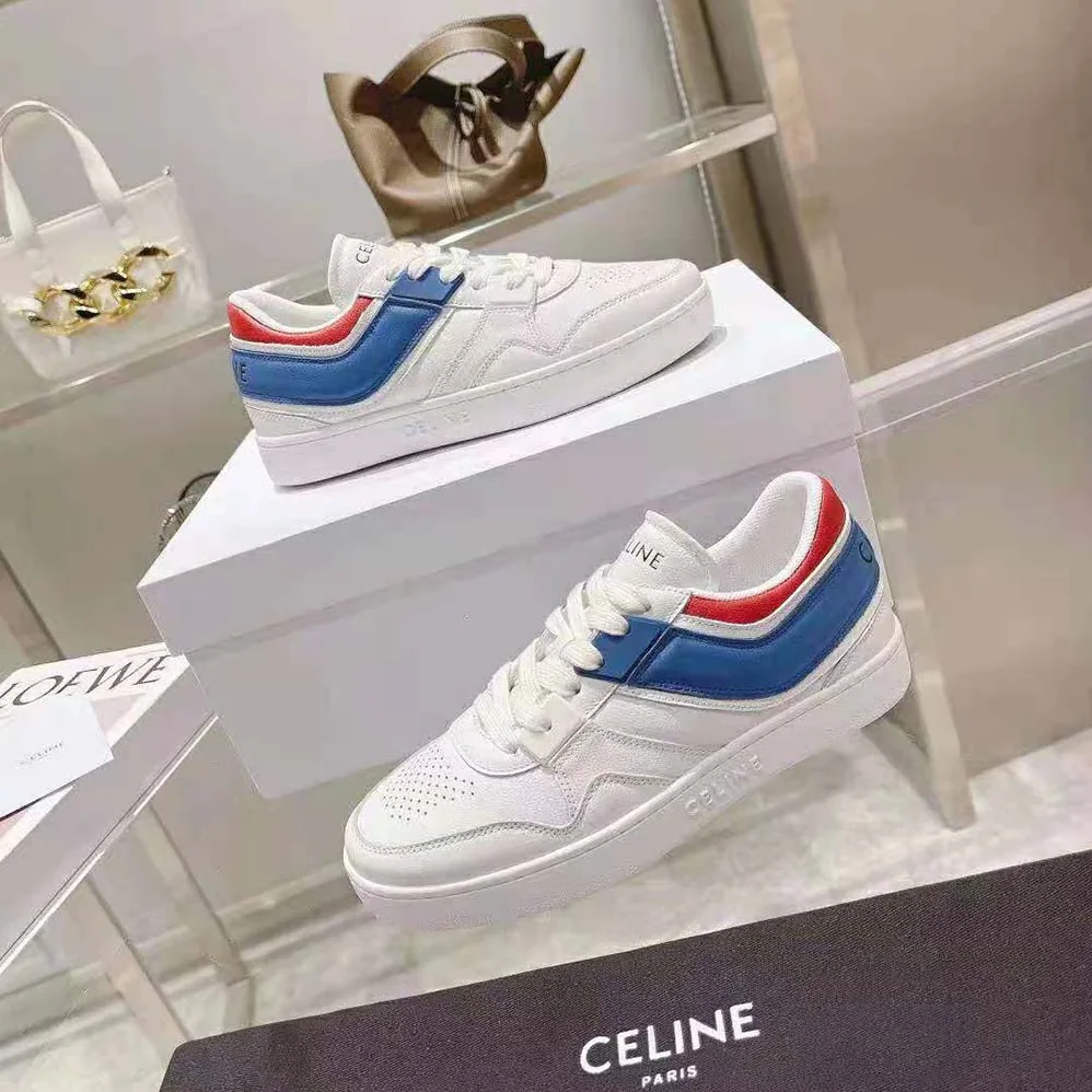 Celine Trainer Low Lace-up Sneaker in Calfskin for Women in Blue Celine Trainer Low Lace-up Sneaker in Calfskin for Women in Blue