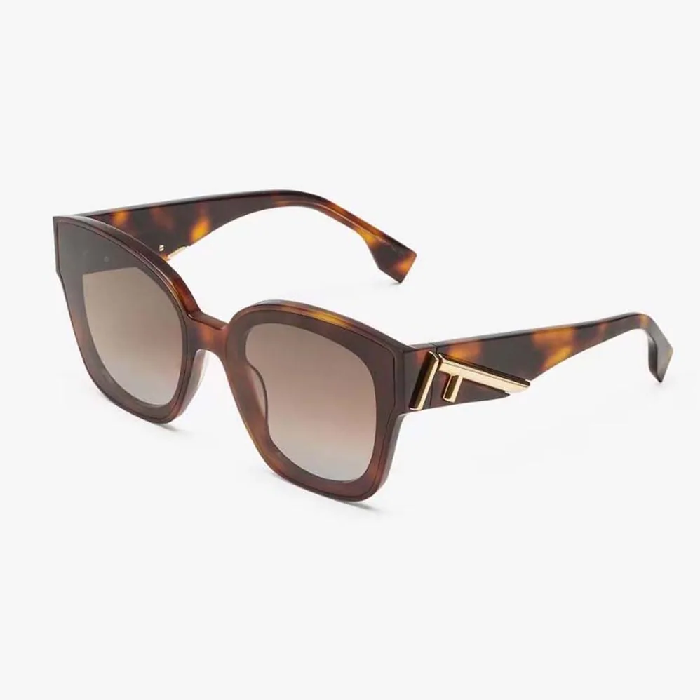 Fendi Square Fendi First Havana Acetate Sunglasses for Women