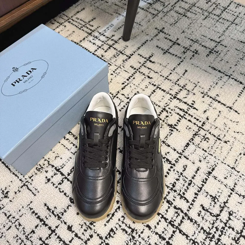 Prada Downtown Nappa Leather Sneakers for Unisex in Black