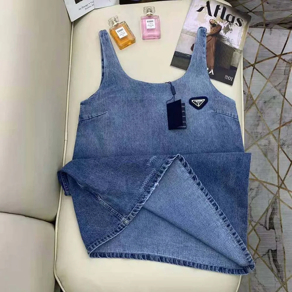 Prada Organic Denim Mini-Dress for Women in Navy
