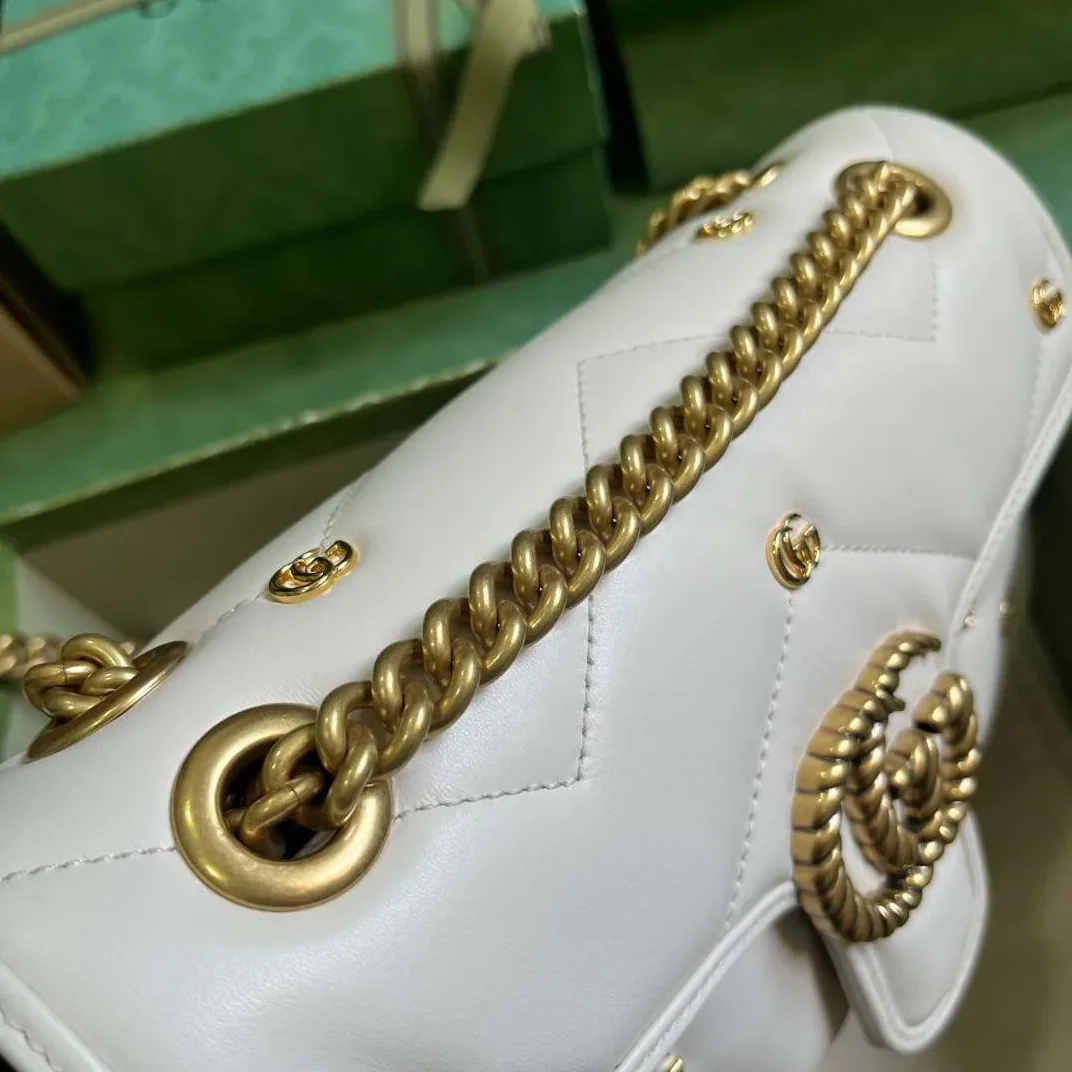 Gucci Marmont Matelasse Mini Shoulder Bag in White Gold Hardware Gucci Marmont Matelasse Mini Shoulder Bag in White Gold Hardware