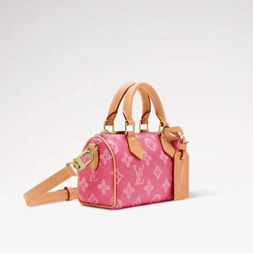 Louis Vuitton Nano Speedy Top Handle Bag / Origine Rose Ruban Gold Hardware