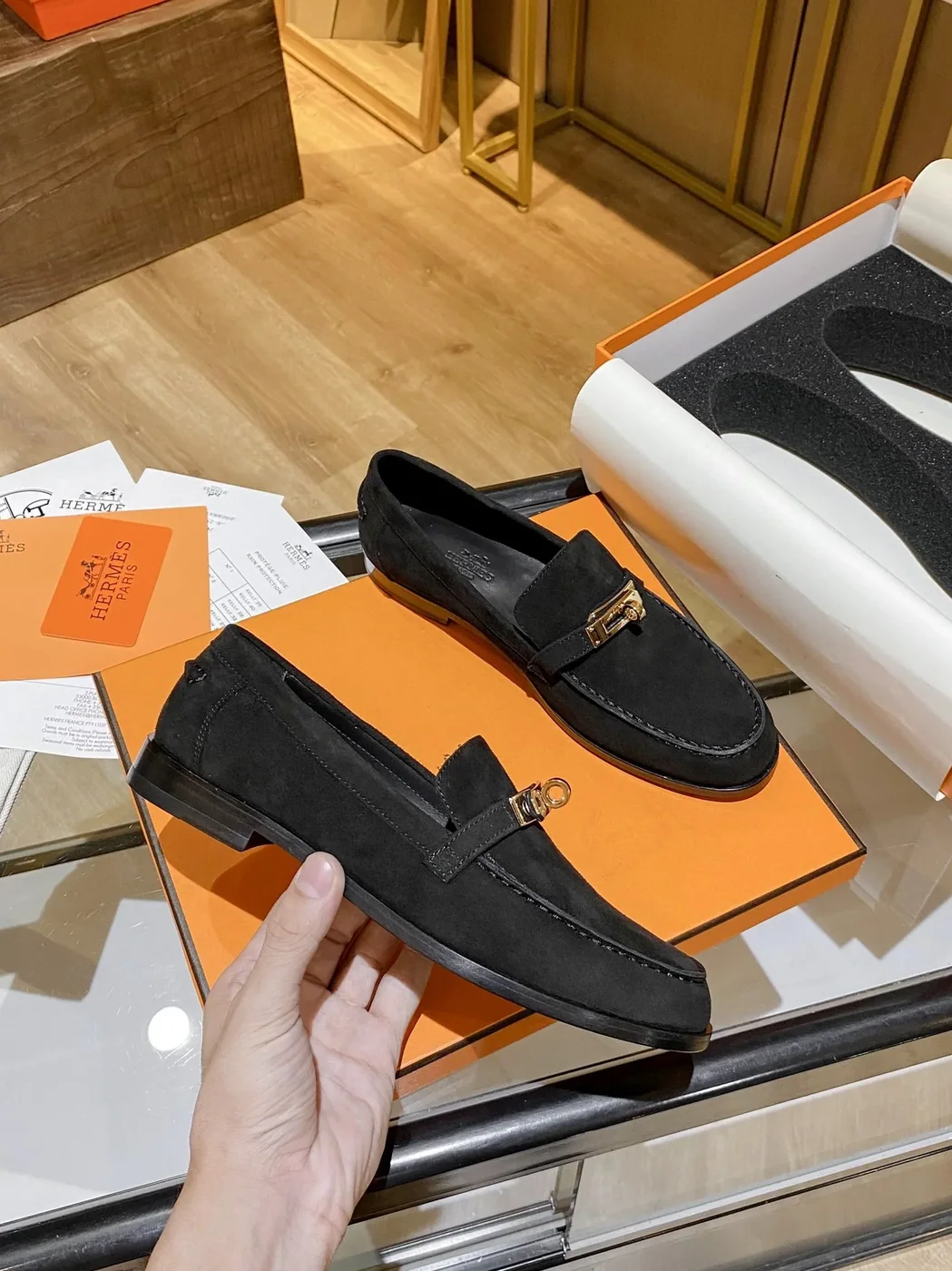 Hermes Destin Loafers Black 9M360