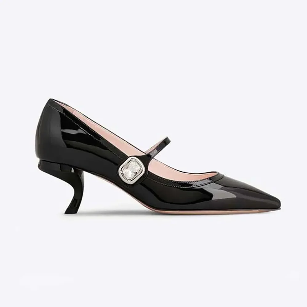 Roger Vivier Mary Jane Virgule 55 Mules in Patent Leather for Women in Black Roger Vivier Mary Jane Virgule 55 Mules in Patent Leather for Women in Black